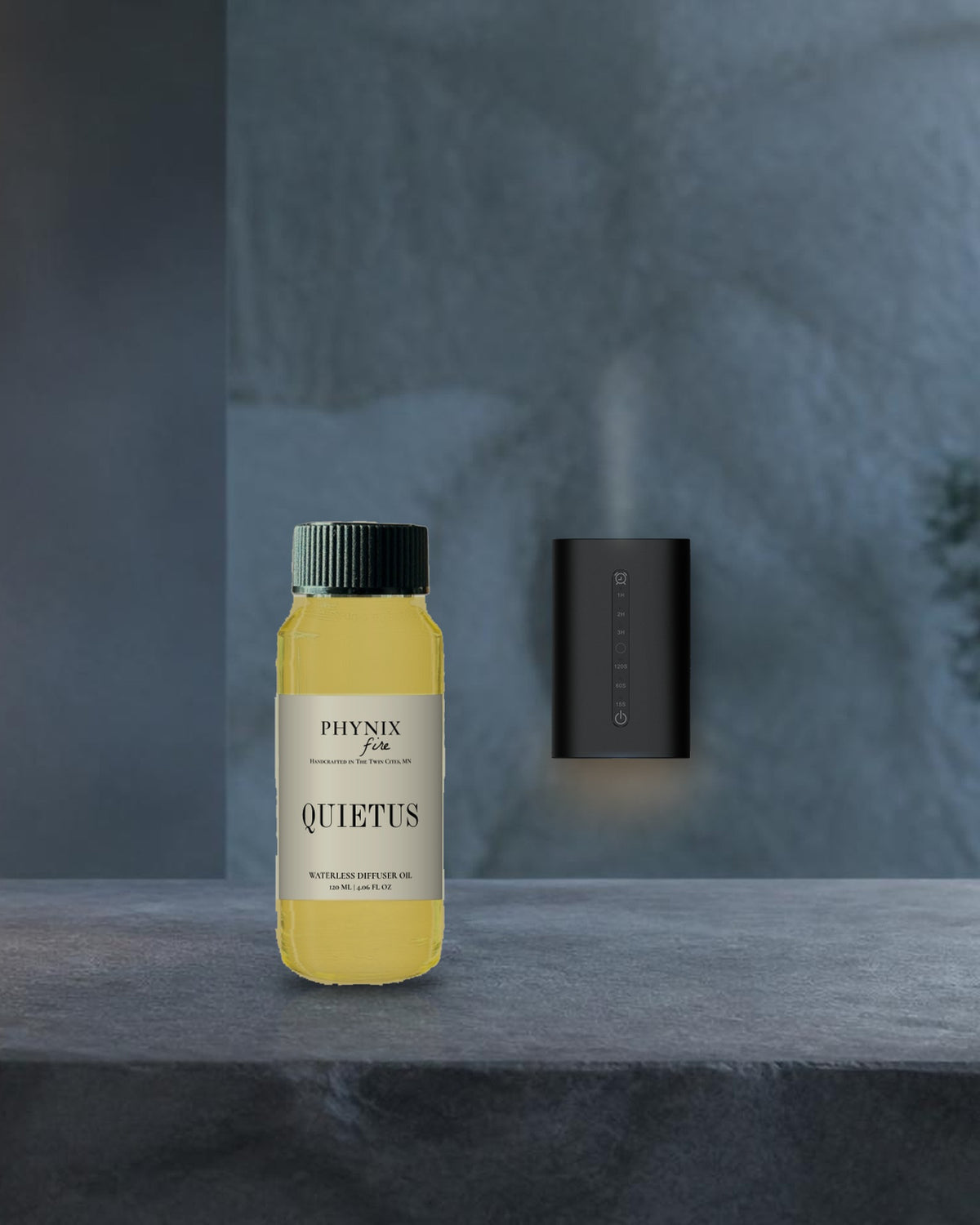 QUIETUS Waterless Diffuser Oil with the wall-mounted Waterless Diffuser MINI